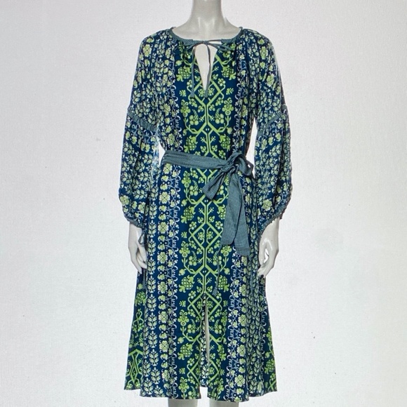 D'Ascoli Toscana Blue Silk Midi Dress sz S NEW - Picture 7 of 13